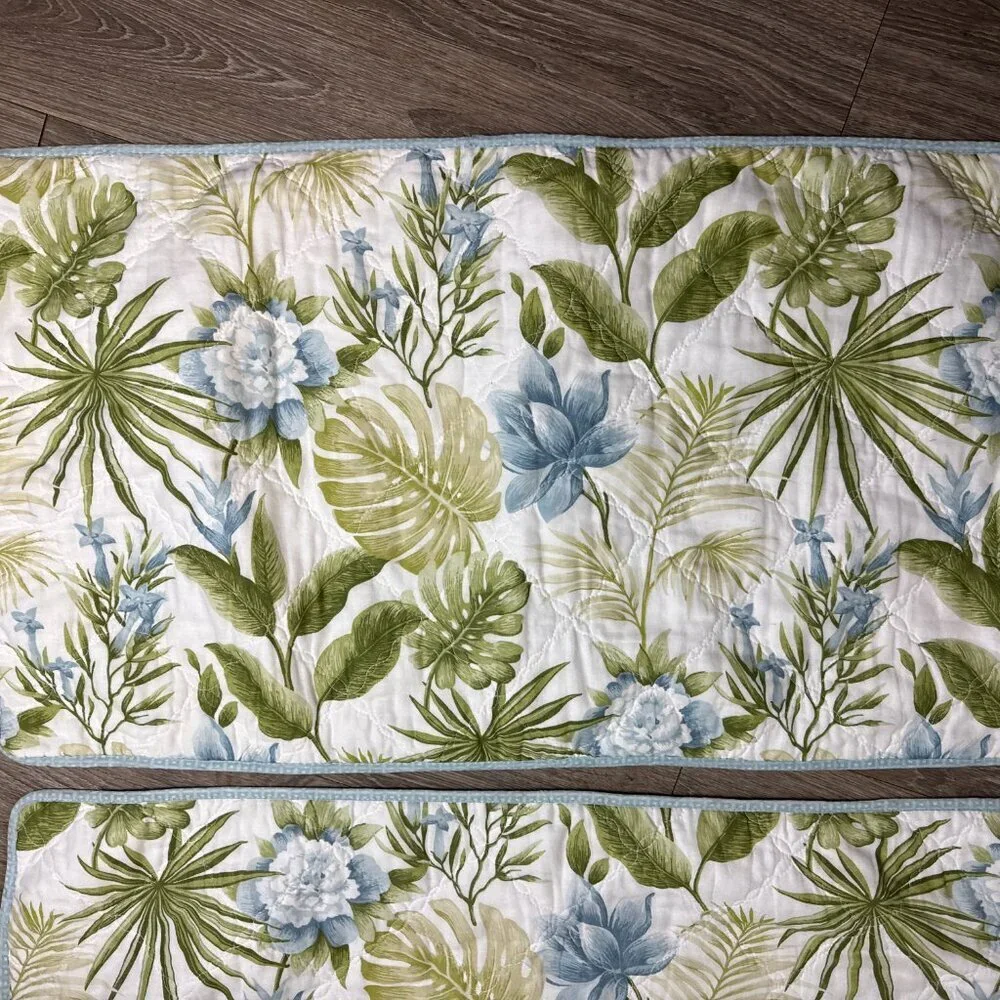 Set 2 Tommy Bahama Home Quilted Queen Pillow Case Tropical Print 100% Cotton